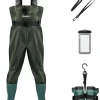 Chest Waders Hunting Fishing Waders for Men Women Waterproof 70D Nylon Wader for Duck Hunting Fishing Green, Sizes 8-13