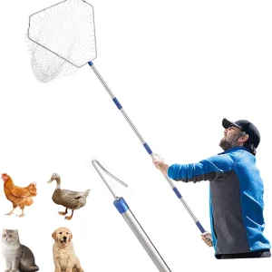 Chicken Catching Net ,Chicken Catcher Leg Hook , Extendable from 33" to 75.5" Made of Stainless Steel TubeSuitable for Catching Small Duck,Goose,Bird, Skunk Bat and Fishnet etc,?15.3 x 23.2 Inch Net?