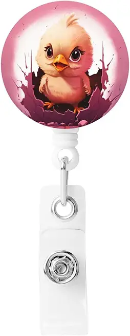 Chicken Hatches Badge Reel Retractable Badge Holder with Belt Clip Cute Name Badge Clip ID Card Holders for Nurses Office Teacher