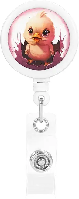 Chicken Hatches Badge Reel Retractable Badge Holder with Belt Clip Cute Name Badge Clip ID Card Holders for Nurses Office Teacher
