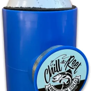 Chill-N-Reel Fishing Can Cooler (from Shark Tank) | Fishing Gifts for Men & Gifts for Dad Who Wants Nothing | Blue with Spill Guard