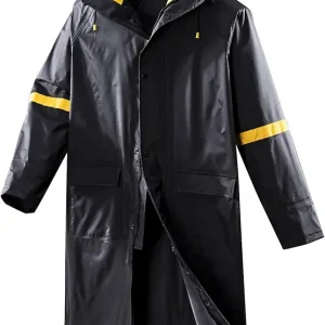 Classic Long Rain Coats for Men, Hooded Raincoats Rainwear for Waterproof Work, Breathable, Rain Jacket Poncho