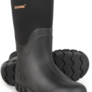 Classic Men's Rubber Boots Waterproof Rain Boots Insulated Neoprene Boot Mud Boot for Farming Hunting Gardening Yard Chore Working