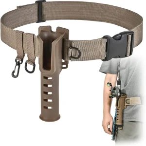 CODEK Fishing Waist Belt Rod Holder - Adjustable Wading Belt With Portable Pole Inserter for Spinning, Casting Reel, Surf, Kayak, Fly Fishing Gear Accessories - Wader Strap