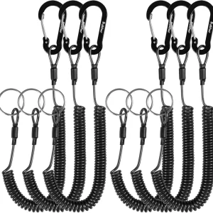 Coiled Lanyard,Fly Fishing Lanyard with Carabiner,Retractable Tool Lanyard,Anti Loss Key Lanyard,Tool Lanyards for Hand Tools,for Pliers,Fishing Shears,Fishing Accessories.