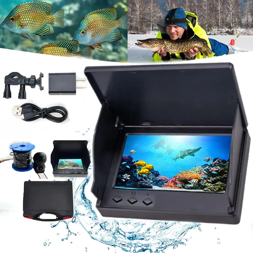 Colitt- Underwater Fishing Camera, Top Notch Fish Finder, Ice Fishing Camera Underwater with LCD Screen?Underwater 220� Fishing Camera - 12 LEDs, Night Vision, Wide Angle (4.3in 20m/65ft)