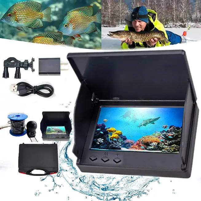 Colitt- Underwater Fishing Camera, Top Notch Fish Finder, Ice Fishing Camera Underwater with LCD Screen?Underwater 220� Fishing Camera - 12 LEDs, Night Vision, Wide Angle (5.0in 30m/98ft)
