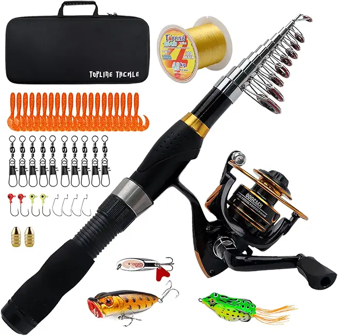 Collapsible Fishing Rod and Reel Combo, BalanZze Telescopic Fishing Rod with Spinning Reel, Portable Collapsible Fishing Pole Kit for Saltwater and Freshwater