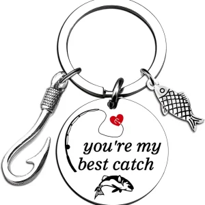 Cool Fishing Keychain for Dad Boyfriend Fishing Lovers Unique Fishing Accessories for Men Fathers Day Valentines Gifts