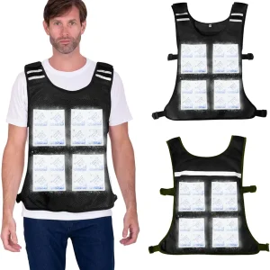 Cooling Vest for Men & Women, Adjustable Ice Vests with 8 Ice Packs, Reflective Cool Jacket for Hot Weather