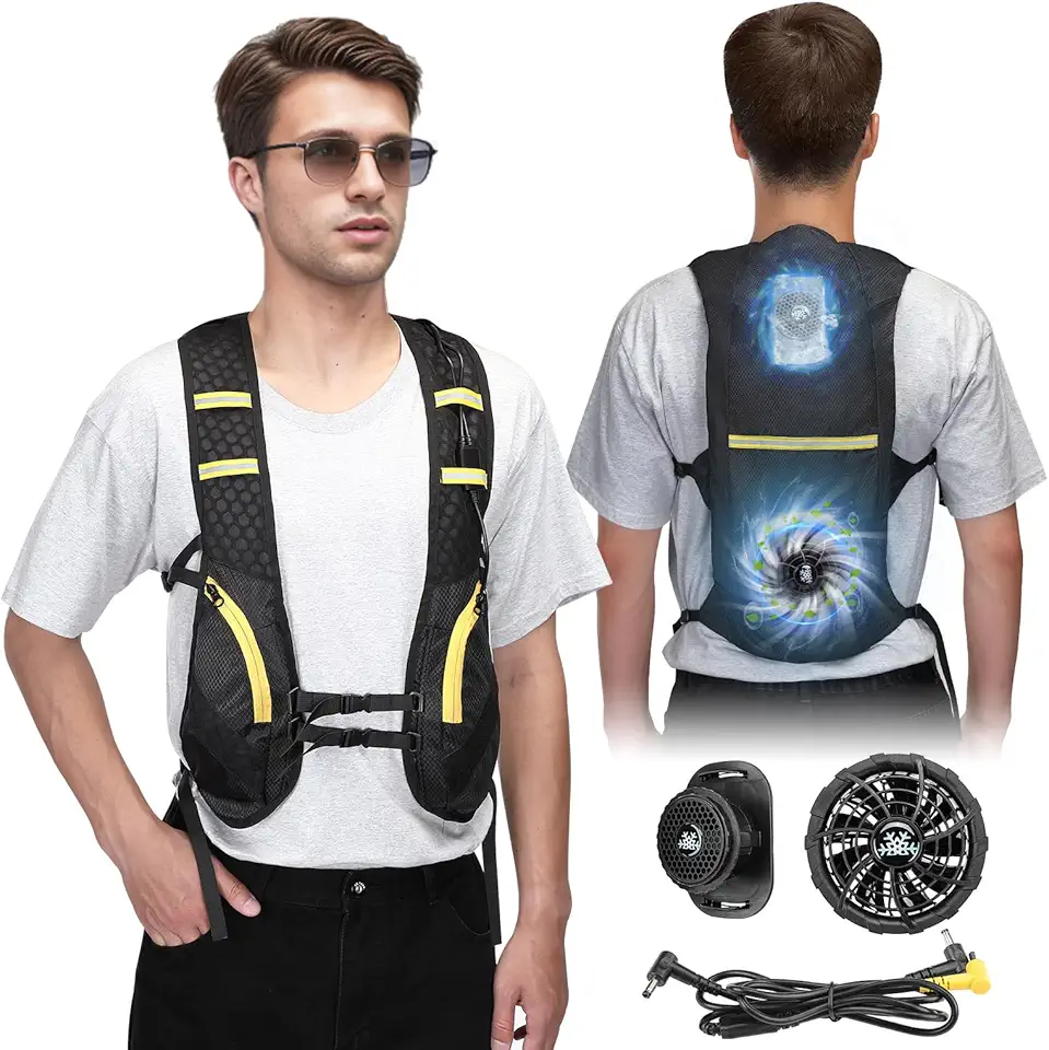 Cooling Vest, Ice Cooling Vest for Men Women, Fan Vest with Pockets, Cooling Jacket for Working, Hiking and Fishing in the Heat