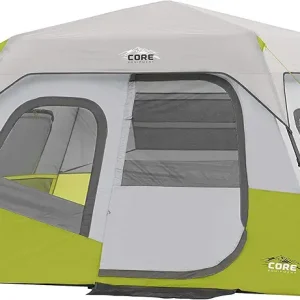 CORE Instant Cabin Tents | 6 Person / 9 Person / 10 Person / 12 Person Family Cabin Multi Room Pop Up Tents Car Camping | Included Storage Pockets for Camping Accessories