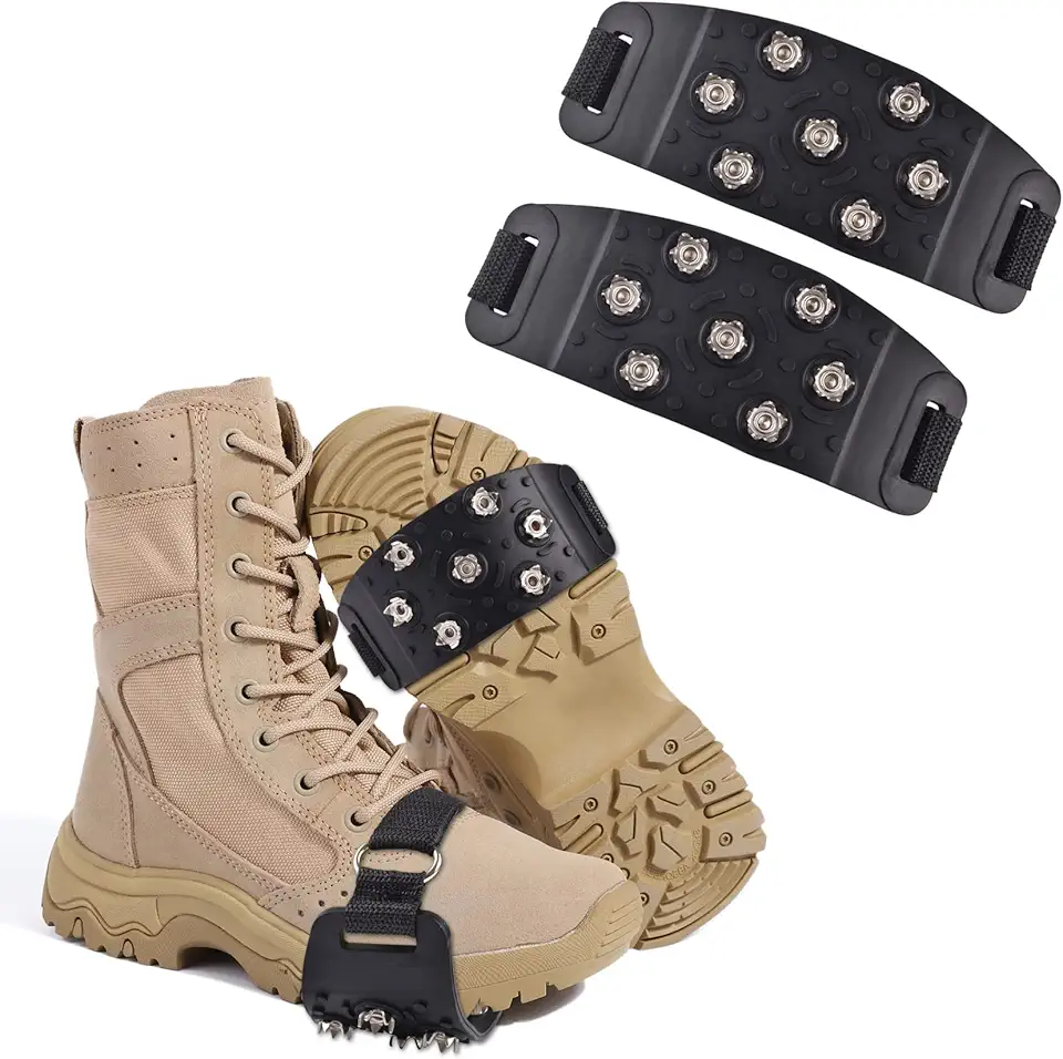 Crampon Traction Ice Cleats for Boots Anti Slip Shoe Grips, 7 Point Ice Spikes Snow Cleats for Women Men Hiking,Jogging,Ice Fishing,Mountaineering