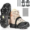 Crampons for Shoes and Boots,11 Steel Spikes Ice Cleats with Straps?Anti Slip Crampons for Hiking,Snow & Ice Walking,Climbing,Ice Fishing