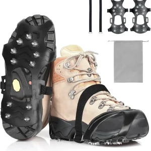Crampons for Shoes and Boots,11 Steel Spikes Ice Cleats with Straps?Anti Slip Crampons for Hiking,Snow & Ice Walking,Climbing,Ice Fishing