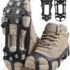 Crampons Ice Cleats for Shoes and Boots Traction Snow Cleats with 9 Studs Snow Cleats Chains Non Slip Rubber Crampons for Hiking Boots Men Women Ice Snow Winter Walking Climbing Fishing