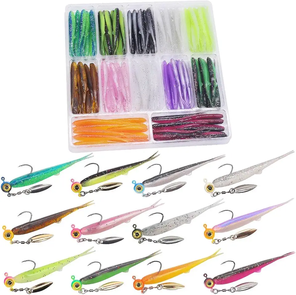 Crappie-Baits- Plastics-Jig-Heads-Kit-Shad-Minnow-Fishing-Lures-for Crappie-Panfish-Bluegill-40 &135 Piece Kit
