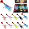 Crappie Jigs,Hand-Tied Crappie Jig Heads with Rainbow Skin Feather,Crappie Fishing Lures Kit for Bass Crappie Walleye Panfish Sunfish 1/32oz 1/16oz 1/8oz