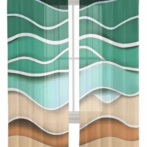 Curtains Sheer Valance Window 2 Panels Set, Sage Green Abstract Gradient Watercolor Art Texture Drapes, Rod Pocket Curtain Draperies Decor for Kitchen Bedroom Living Room Drapes, 52" Wx84 L