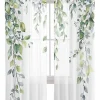 Curtains Sheer Valance Window 2 Panels Set, Sage Green Eucalyptus Leaves Vines Flowers Drapes, Rod Pocket Curtain Draperies Decor for Kitchen Bedroom Living Room Drapes, 52" Wx72 L