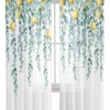 Curtains Sheer Valance Window 2 Panels Set, Summer Sage Green Lemon Eucalyptus Leaves Drapes, Rod Pocket Curtain Draperies Decor for Kitchen Bedroom Living Room Drapes, 52" Wx72 L