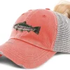 Custom Womens Ponytail Cap Fish Rainbow Trout Embroidery Cotton Strap Closure