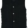 Daniel Smart Biker Vest for Men V-Shaped Neck Design Black Denim Vest with plain Side and concealment Armory Pocket