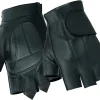 Daniel Smart Deerskin Leather Motorcycle Gloves for Men Fingerless Biker Gloves with Gel Palm and Wrist Strap
