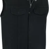 Daniel Smart Men Denim Vest Scoop Collar Motorcycle Vest for Men with Concealment Armory Pockets & Hidden Zipper