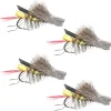 Dave's Hopper Trout Fly Fishing Flies - Yellow Foam Body Grasshopper Dry Fly - Set of 4 Flies Hook Size 12