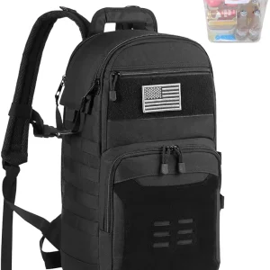 DBTAC Tactical Lunch Backpack, Large Lunch Cooler for Men Women Adult | Cooler Backpack Insulated Leak Proof for Work Camping Fishing Outdoor Travel w/Soft Easy-Clean Liner x2 (Black, 24-Cans)