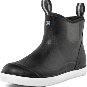 Deck Boots for Men, Men's Waterproof Insulated Reliable Rain Boots, Anti-Slip Ankle Rubber Boots with High-Traction for Fishing Boating, Size 6-14