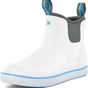 Deck Boots for Men, Men's Waterproof Insulated Reliable Rain Boots, Anti-Slip Ankle Rubber Boots with High-Traction for Fishing Boating, Size 6-14