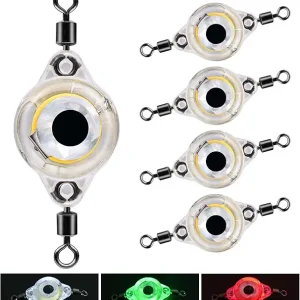 Deep Drop Underwater Fishing Lure Light, Fish Eye Lighted Bait, Deep Sea LED Fishing Lures Kit, Underwater Flasher Lures 5PCS