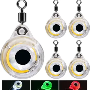 Deep Sea Fishing Lures Underwater Fishing Light Deep Drop Fishing Lights Fish Eye Attractants Lures LED Fishing Lures Kit Trolling Lures 5PCS