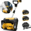 DEVONIC Cordless Snow Shovel,21 Volt 13 Inch 4-Ah Snow Thrower,Snow Blower with Adjustable Front Handle&Telescopic Pole and 2 Batteries.Width 6". Depth,12",16.8FT Throw Distance