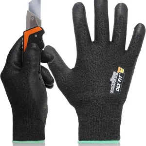 DEX FIT Level 5 Cut Resistant Gloves Cru553 Prime - 3D-Comfort Fit, Firm Grip, Thin & Lightweight, Touchscreen Compatible, Durable, Breathable, Machine Washable; Black S (7) 1 Pair