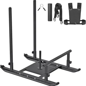 Dolibest Weight Sled, Fitness Sled, Workout Sled for Fitness Strength Training and Speed Improvement, Push-Pull Prowler Training, Suitable for 1-2" Weight Plates, Black