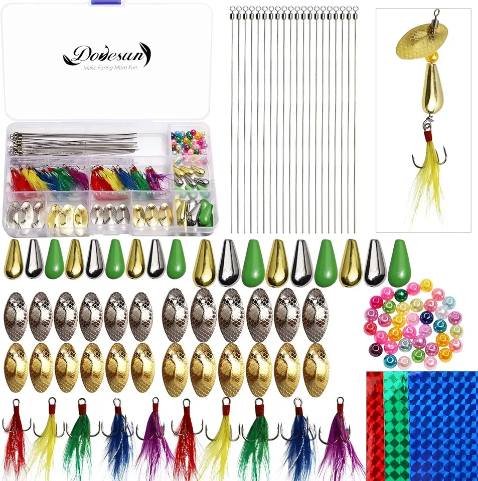 Dovesun 143pcs Fishing Lures Making Kit Spinner DIY Making Kit for Bass Trout Baits Fishing Gifts