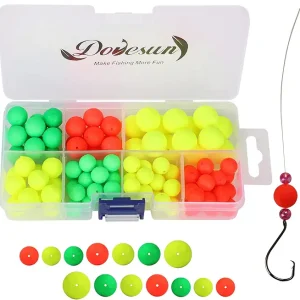 Dovesun 220/104/80/54/42/52pcs Foam Floats Pompano Rigs Fishing Rig Floats Fly Fishing Floats Bright Color Round, Bullet, Cylindrical, Spin, Pill with Tackle Box