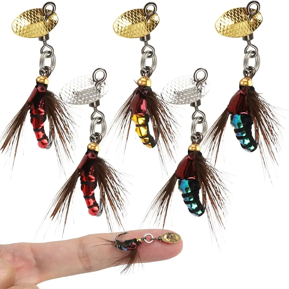 Dovesun Fly Fishing Lures Fly Fishing Flies Wet Flies Lures with Spinner for Bass Sunfish, Pike