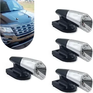 Downhill Car Deer Whistle Repellent, ABS Deer Whistle Warning Device, Ultrasonic Animal Alarm Accessory, Universal Safety Aid Accessory for Most Cars (Silver)