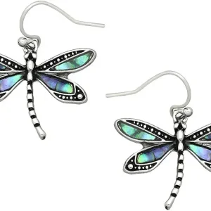 Dragonfly Fashionable Earrings - Fish Hook - Abalone Paua Shell - Unique Gift and Souvenir
