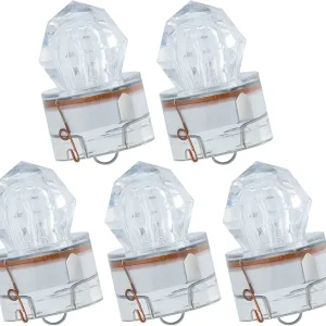 Dr.Fish 5 Pack LED Deep Drop Fishing Lights Diamond Lights Water Activate LED Lighted Lures Deep Drop Rig Fishing Flashers Hablibut Tuna Swordfish