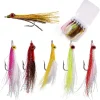 Dr.Fish 6 Pack Clouser Minnow Fishing Flies Streamer Hand Tied Bass Fly Fishing Lure Artificial Baitfish Smallmouth Saltwater Freshwater Striper Flounder Lures