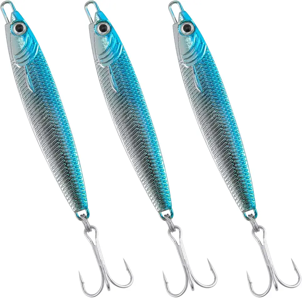 Dr.Fish Fishing Jigs Jigging Spoon Saltwater Fishing Lure Casting Metal Spoon Surf Fishing Mackerel Striper Lures Stinger Bluefish Vertical Diamond Jig