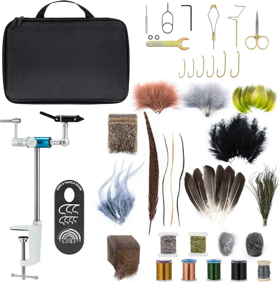 Dr.Fish Fly Tying Kit with Fly Tying Hackle Gauge
