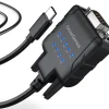 DriverGenius Industrial USB Type C to Serial RS232 DB9 Adapter Converter with 9 x LEDs - Compatible with Win11/10, MacOS