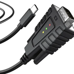 DriverGenius USB232A-B-C | USB-C to RS232 Serial Adapter Cable (1-Port) � 3 x LEDs (TX, RX, PWR) � Compatible with Windows 11, macOS 15 ?2-Piece/Package?