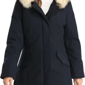 Duck Down Winter Coat for Women Insulated Long Thick Fur Hood Puffer Warm Parka Jacket